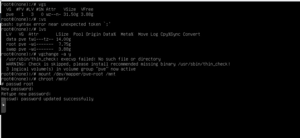 利用Proxmox VE iso镜像重置pve root密码